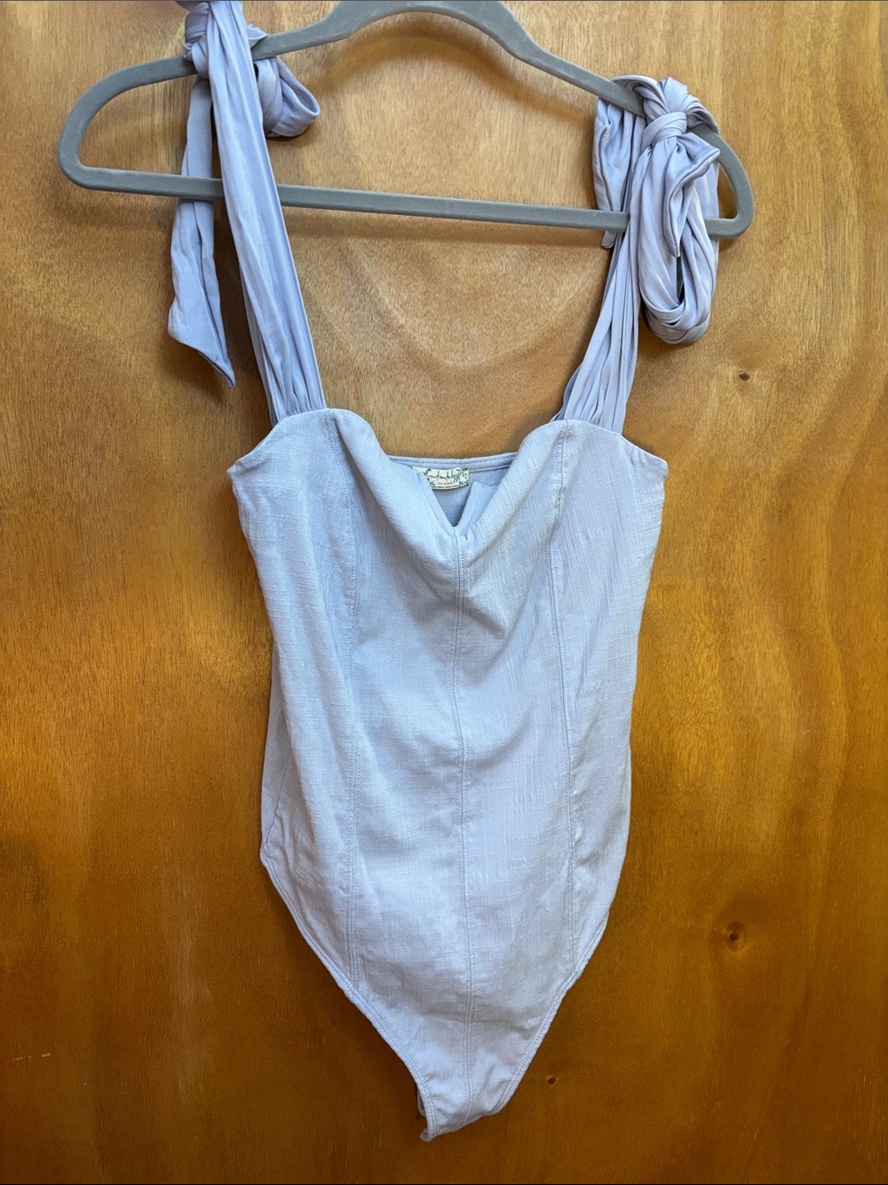 Knotted Shoulder Lavender Bodysuit Tank Top